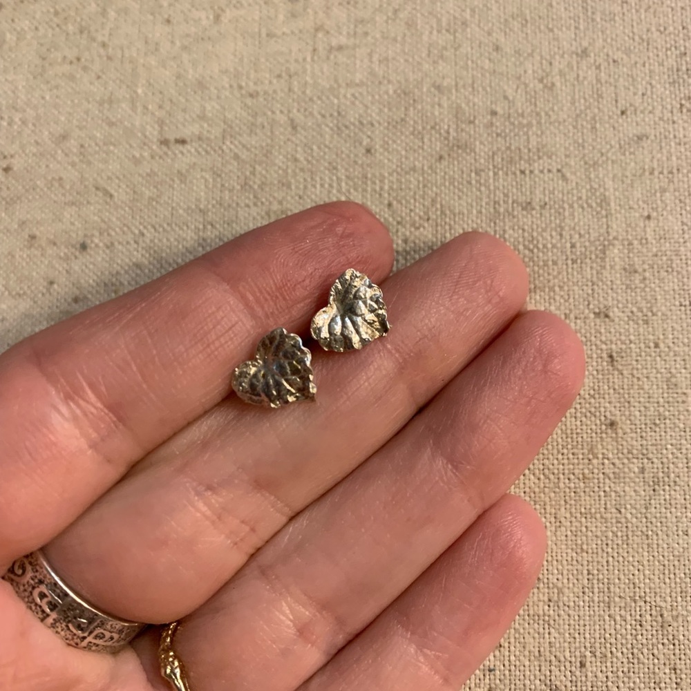 Dainty Sterling Silver Leaf Stud Earrings